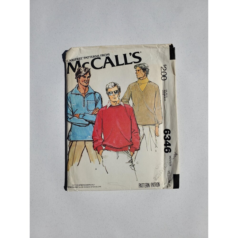 Vintage McCall’s 6346 Men’s Tops Pattern (1978, Uncut)